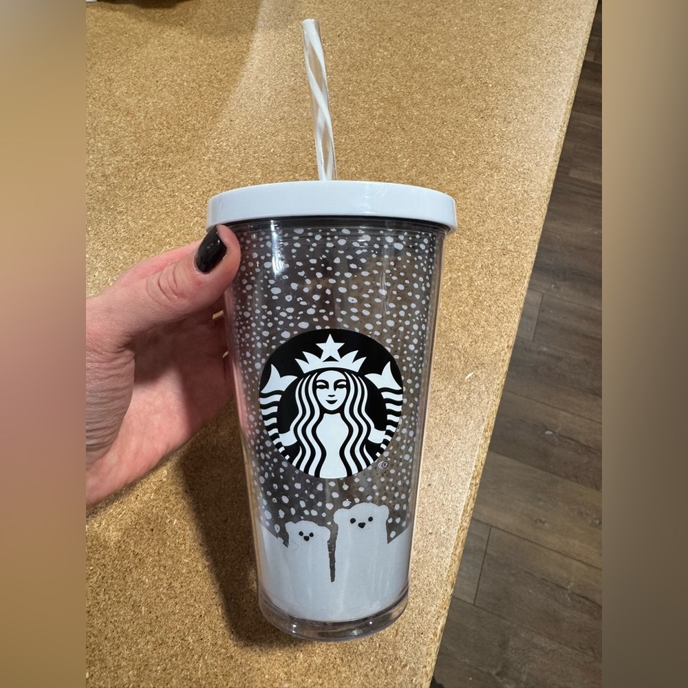 Starbucks White and Black Polar Bear Tumbler